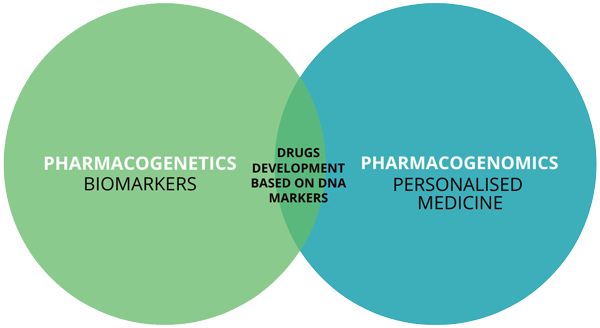 Pharmacogenomics vs Pharmacogenetics - Venn Diagram